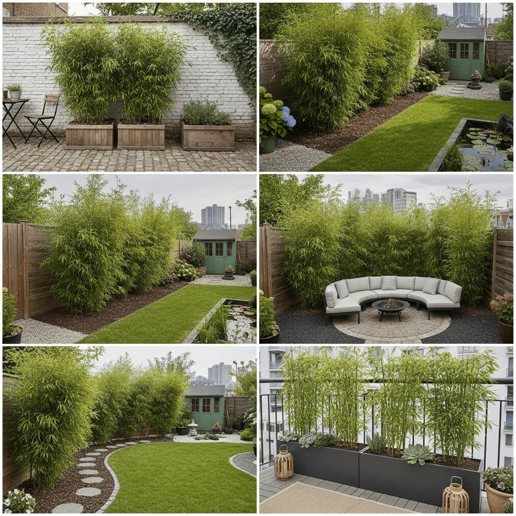 bamboe afscheiding kleine tuin met compacte fargesia planten