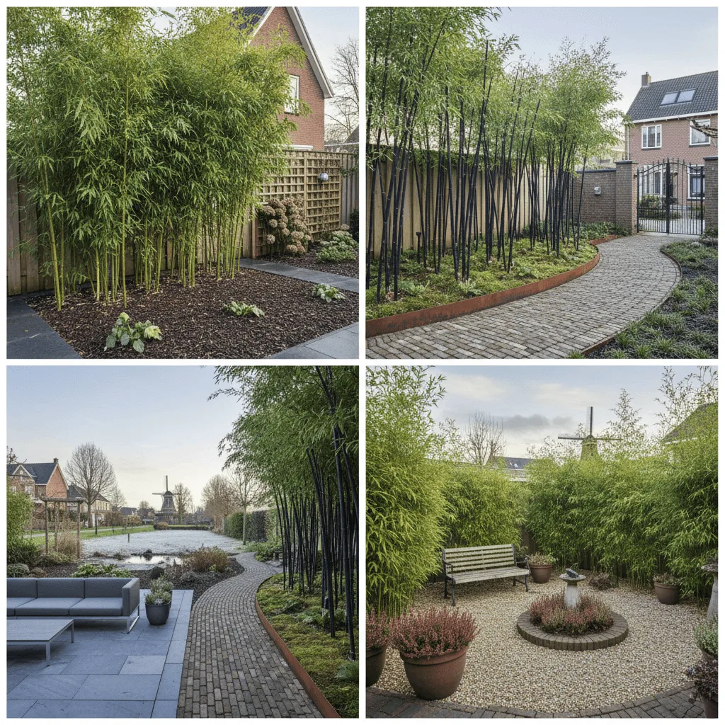 bamboe haag als afscheiding in tuin met privacy scherm