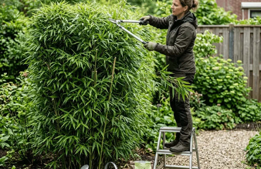 Bamboe onderhoud — bamboe haag onderhoud Snoeien water en bemesting