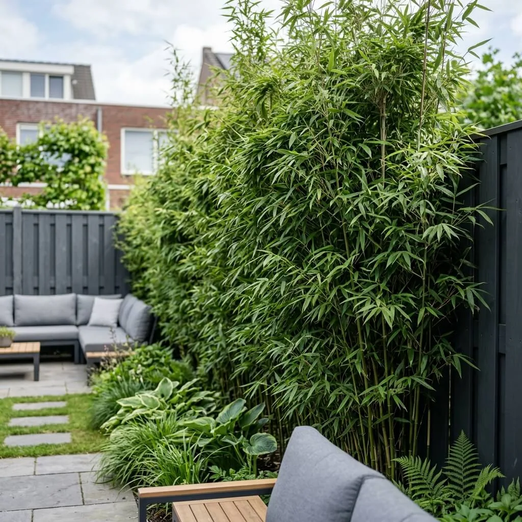 bamboe privacy scherm hoogte in moderne achtertuin