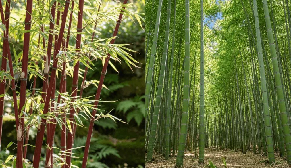 Fargesia Jiuzhaigou rode stengels vergelijken