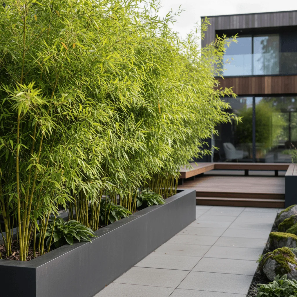 fargesia robusta bamboe haag als snelgroeiend privacyscherm in tuin