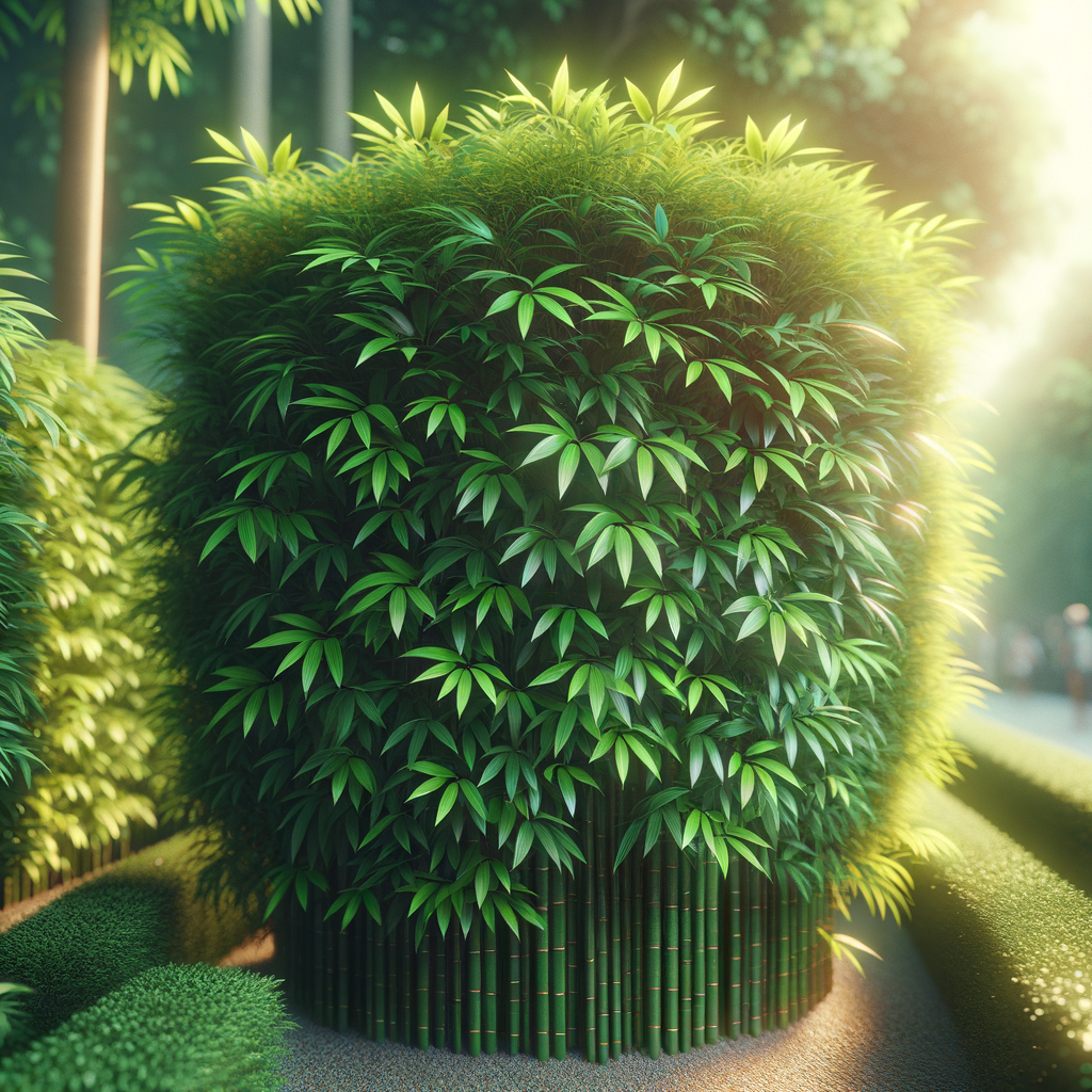 gezonde groene bamboe haag met dichte bladeren in tuin