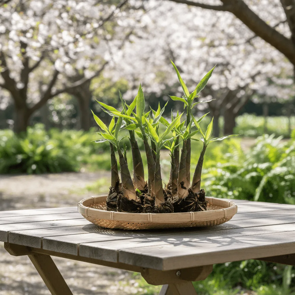 jonge bamboe scheuten in de lente met groene bladeren
