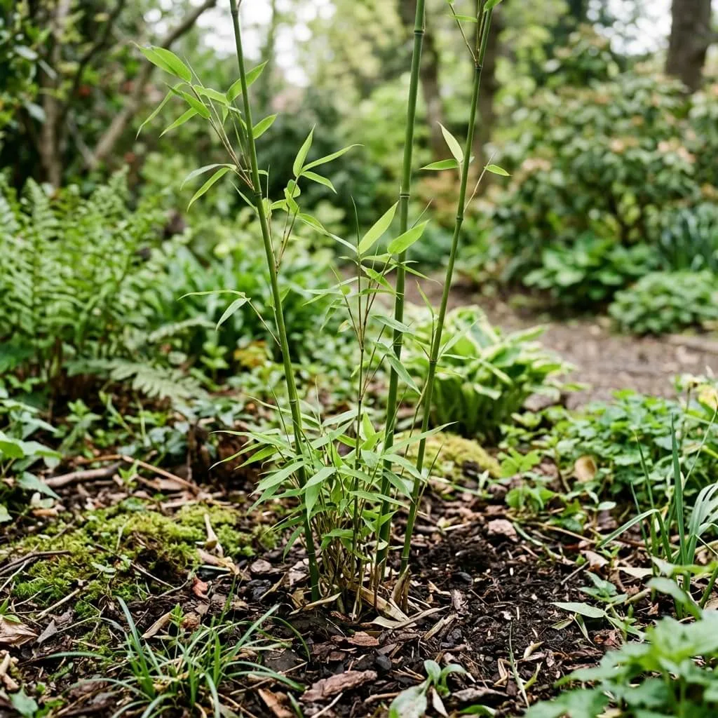 jonge fargesia bamboeplant groeit sneller eerste jaar in tuin