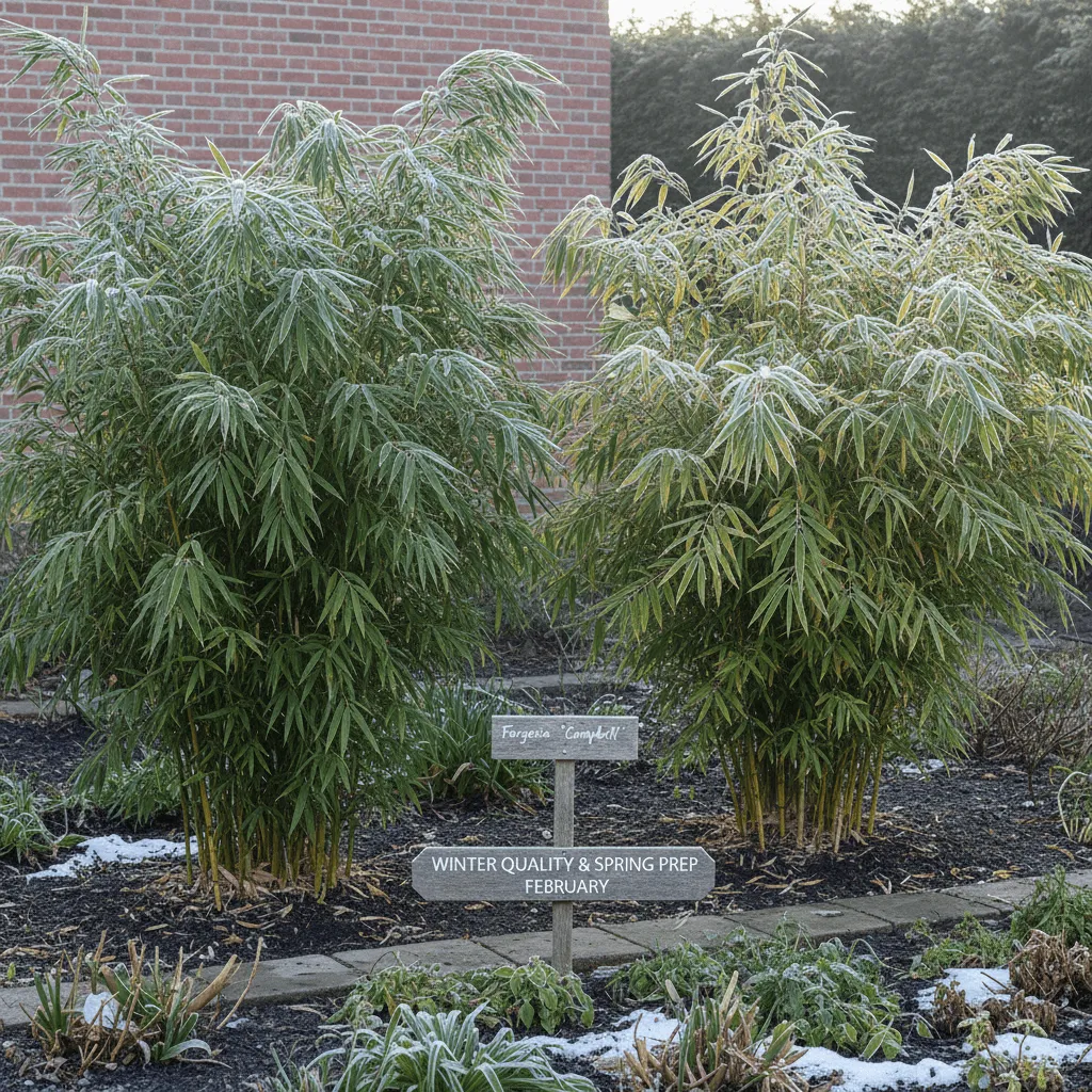 vergelijking fargesia soorten winterharde bamboe in tuin naast elkaar